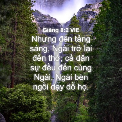 Picture 04 - Giăng 8:2 VIE - Nhưng đến tảng sáng, Ngài trở lại - Bible Verse Picture