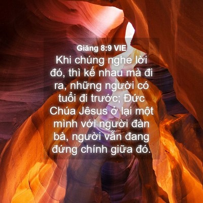 Picture 04 - Giăng 8:9 VIE - Khi chúng nghe lời đó, thì kế nhau mà - Bible Verse Picture