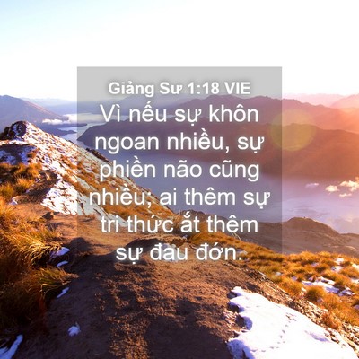Picture 04 - Giảng Sư 1:18 VIE - Vì nếu sự khôn ngoan nhiều, sự phiền - Bible Verse Picture