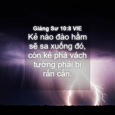 Picture 04 - Giảng Sư 10:8 VIE - Kẻ nào đào hầm sẽ sa xuống đó, còn - Bible Verse Picture
