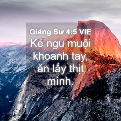 Picture 04 - Giảng Sư 4:5 VIE - Kẻ ngu muội khoanh tay, ăn lấy thịt - Bible Verse Picture