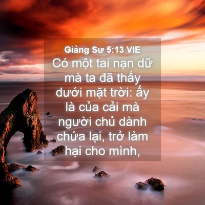 Picture 04 - Giảng Sư 5:13 VIE - Có một tai nạn dữ mà ta đã thấy - Bible Verse Picture