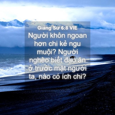Picture 04 - Giảng Sư 6:8 VIE - Người khôn ngoan hơn chi kẻ ngu muội? - Bible Verse Picture