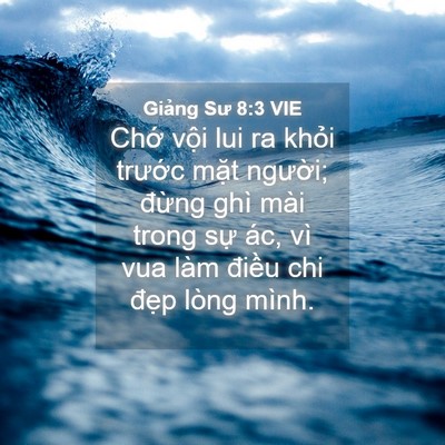 Picture 04 - Giảng Sư 8:3 VIE - Chớ vội lui ra khỏi trước mặt - Bible Verse Picture