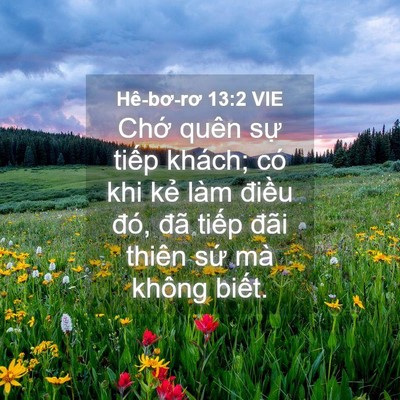 Picture 04 - Hê-bơ-rơ 13:2 VIE - Chớ quên sự tiếp khách; có khi kẻ làm - Bible Verse Picture