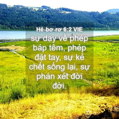 Picture 04 - Hê-bơ-rơ 6:2 VIE - sự dạy về phép báp têm, phép đặt - Bible Verse Picture
