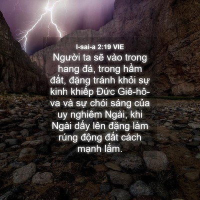 Picture 04 - I-sai-a 2:19 VIE - Người ta sẽ vào trong hang đá, trong - Bible Verse Picture