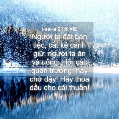Picture 04 - I-sai-a 21:5 VIE - Người ta đặt bàn tiệc, cắt kẻ canh - Bible Verse Picture
