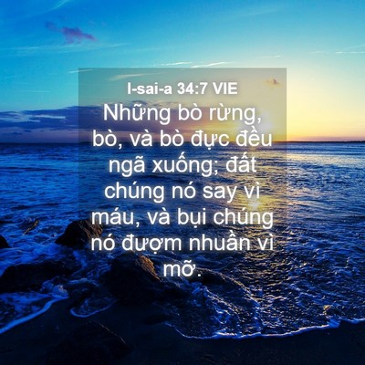 Picture 04 - I-sai-a 34:7 VIE - Những bò rừng, bò, và bò đực đều - Bible Verse Picture