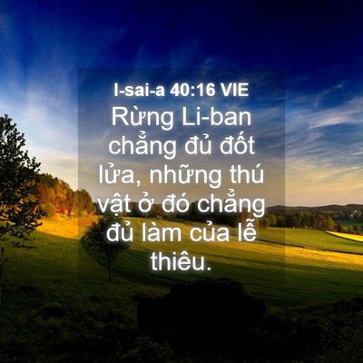 Picture 04 - I-sai-a 40:16 VIE - Rừng Li-ban chẳng đủ đốt lửa, những - Bible Verse Picture