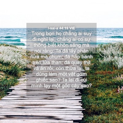 Picture 04 - I-sai-a 44:19 VIE - Trong bọn họ chẳng ai suy đi nghĩ lại, - Bible Verse Picture