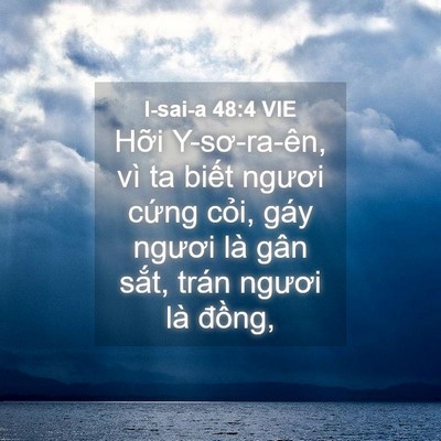 Picture 04 - I-sai-a 48:4 VIE - Hỡi Y-sơ-ra-ên, vì ta biết ngươi cứng - Bible Verse Picture