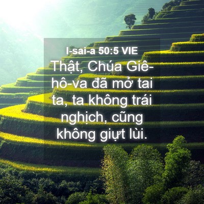 Picture 04 - I-sai-a 50:5 VIE - Thật, Chúa Giê-hô-va đã mở tai ta, ta - Bible Verse Picture