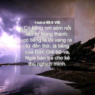 Picture 04 - I-sai-a 66:6 VIE - Có tiếng om sòm nổi lên từ trong thành; - Bible Verse Picture