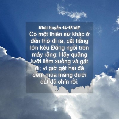 Picture 04 - Khải Huyền 14:15 VIE - Có một thiên sứ khác ở đền thờ đi - Bible Verse Picture