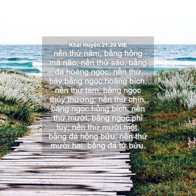 Picture 04 - Khải Huyền 21:20 VIE - nền thứ năm, bằng hồng mã não; nền - Bible Verse Picture
