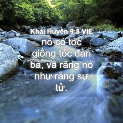 Picture 04 - Khải Huyền 9:8 VIE - nó có tóc giống tóc đàn bà, và răng - Bible Verse Picture