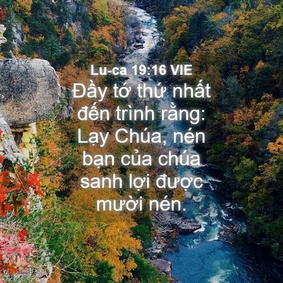 Picture 04 - Lu-ca 19:16 VIE - Đầy tớ thứ nhất đến trình rằng: - Bible Verse Picture
