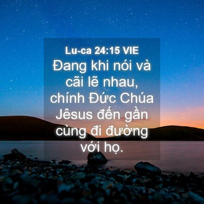 Picture 04 - Lu-ca 24:15 VIE - Đang khi nói và cãi lẽ nhau, chính Đức - Bible Verse Picture