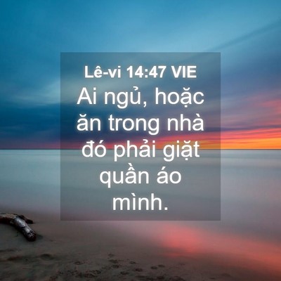 Picture 04 - Lê-vi 14:47 VIE - Ai ngủ, hoặc ăn trong nhà đó phải - Bible Verse Picture
