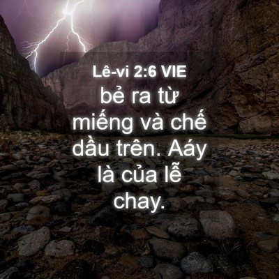 Picture 04 - Lê-vi 2:6 VIE - bẻ ra từ miếng và chế dầu trên. Aáy - Bible Verse Picture