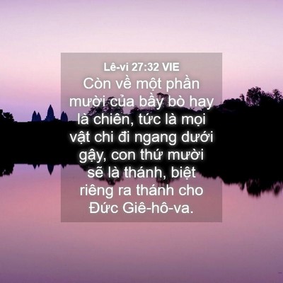 Picture 04 - Lê-vi 27:32 VIE - Còn về một phần mười của bầy bò - Bible Verse Picture