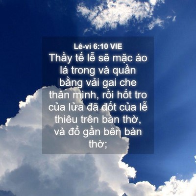 Picture 04 - Lê-vi 6:10 VIE - Thầy tế lễ sẽ mặc áo lá trong và - Bible Verse Picture