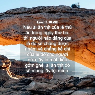 Picture 04 - Lê-vi 7:18 VIE - Nếu ai ăn thịt của lễ thù ân trong - Bible Verse Picture