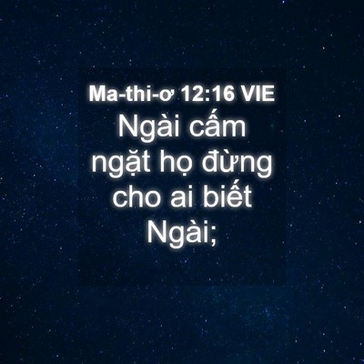 Picture 04 - Ma-thi-ơ 12:16 VIE - Ngài cấm ngặt họ đừng cho ai biết - Bible Verse Picture