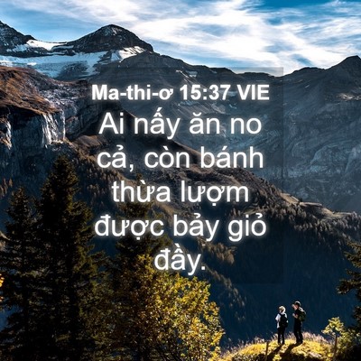 Picture 04 - Ma-thi-ơ 15:37 VIE - Ai nấy ăn no cả, còn bánh thừa lượm - Bible Verse Picture