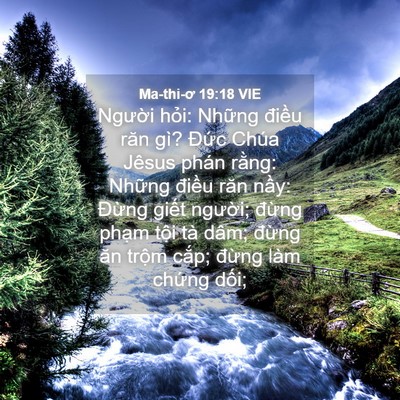 Picture 04 - Ma-thi-ơ 19:18 VIE - Người hỏi: Những điều răn gì? Đức - Bible Verse Picture