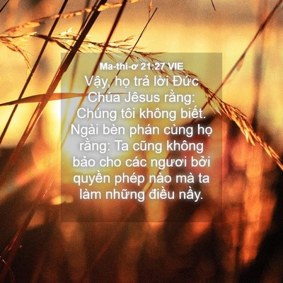 Picture 04 - Ma-thi-ơ 21:27 VIE - Vậy, họ trả lời Đức Chúa Jêsus - Bible Verse Picture
