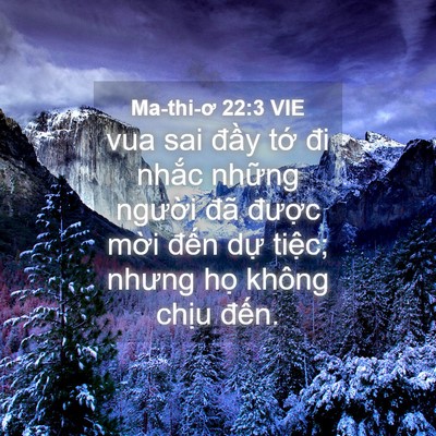 Picture 04 - Ma-thi-ơ 22:3 VIE - vua sai đầy tớ đi nhắc những người - Bible Verse Picture