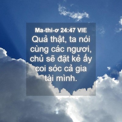 Picture 04 - Ma-thi-ơ 24:47 VIE - Quả thật, ta nói cùng các ngươi, chủ - Bible Verse Picture