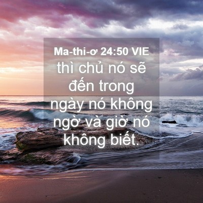 Picture 04 - Ma-thi-ơ 24:50 VIE - thì chủ nó sẽ đến trong ngày nó không - Bible Verse Picture