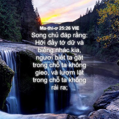 Picture 04 - Ma-thi-ơ 25:26 VIE - Song chủ đáp rằng: Hỡi đầy tớ dữ - Bible Verse Picture
