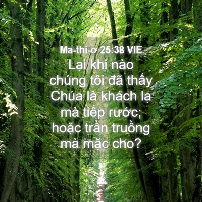 Picture 04 - Ma-thi-ơ 25:38 VIE - Lại khi nào chúng tôi đã thấy Chúa là - Bible Verse Picture
