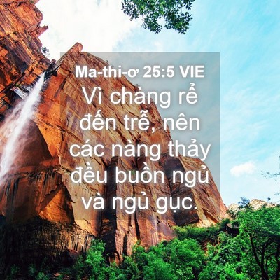 Picture 04 - Ma-thi-ơ 25:5 VIE - Vì chàng rể đến trễ, nên các nàng - Bible Verse Picture