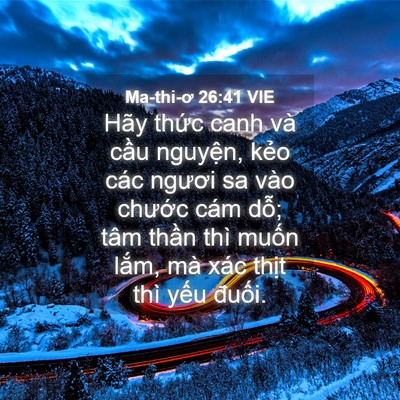 Picture 04 - Ma-thi-ơ 26:41 VIE - Hãy thức canh và cầu nguyện, kẻo các - Bible Verse Picture