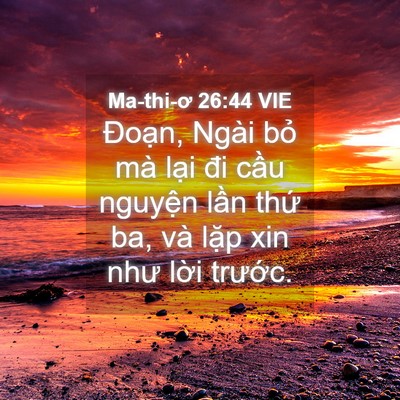 Picture 04 - Ma-thi-ơ 26:44 VIE - Đoạn, Ngài bỏ mà lại đi cầu nguyện - Bible Verse Picture