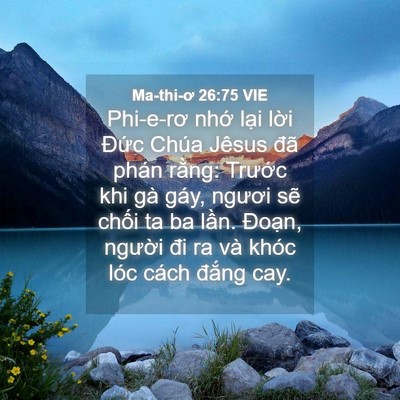 Picture 04 - Ma-thi-ơ 26:75 VIE - Phi-e-rơ nhớ lại lời Đức Chúa Jêsus - Bible Verse Picture