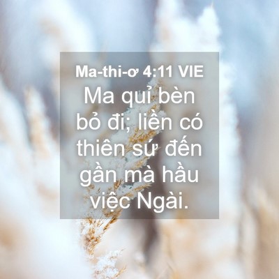 Picture 04 - Ma-thi-ơ 4:11 VIE - Ma quỉ bèn bỏ đi; liền có thiên sứ - Bible Verse Picture