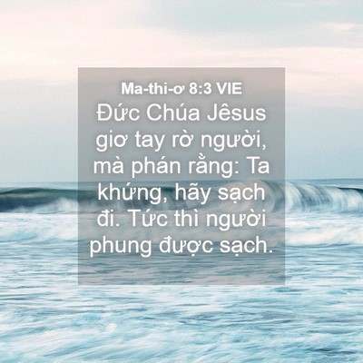 Picture 04 - Ma-thi-ơ 8:3 VIE - Đức Chúa Jêsus giơ tay rờ người, mà - Bible Verse Picture