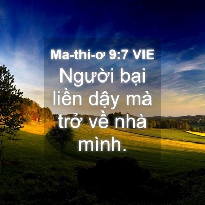 Picture 04 - Ma-thi-ơ 9:7 VIE - Người bại liền dậy mà trở về nhà - Bible Verse Picture