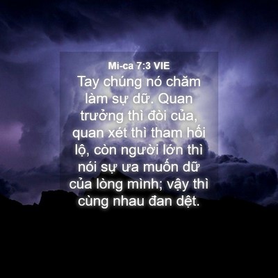 Picture 04 - Mi-ca 7:3 VIE - Tay chúng nó chăm làm sự dữ. Quan - Bible Verse Picture