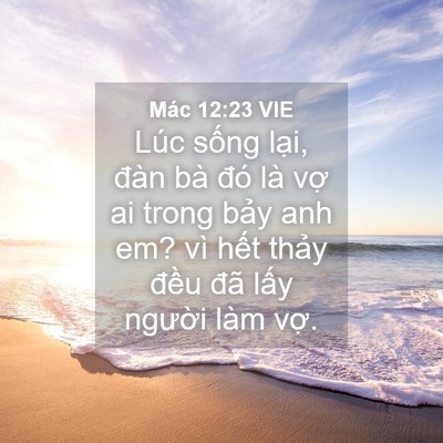 Picture 04 - Mác 12:23 VIE - Lúc sống lại, đàn bà đó là vợ ai - Bible Verse Picture