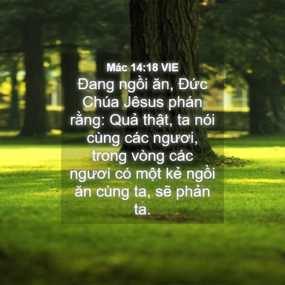 Picture 04 - Mác 14:18 VIE - Đang ngồi ăn, Đức Chúa Jêsus phán - Bible Verse Picture
