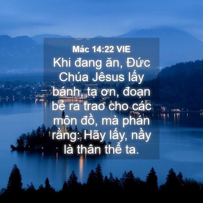 Picture 04 - Mác 14:22 VIE - Khi đang ăn, Đức Chúa Jêsus lấy bánh, - Bible Verse Picture