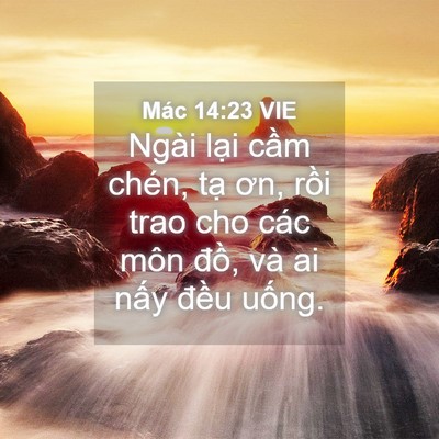 Picture 04 - Mác 14:23 VIE - Ngài lại cầm chén, tạ ơn, rồi trao cho - Bible Verse Picture