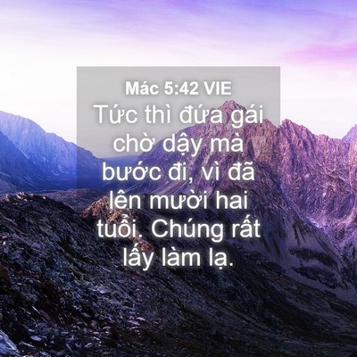 Picture 04 - Mác 5:42 VIE - Tức thì đứa gái chờ dậy mà bước - Bible Verse Picture